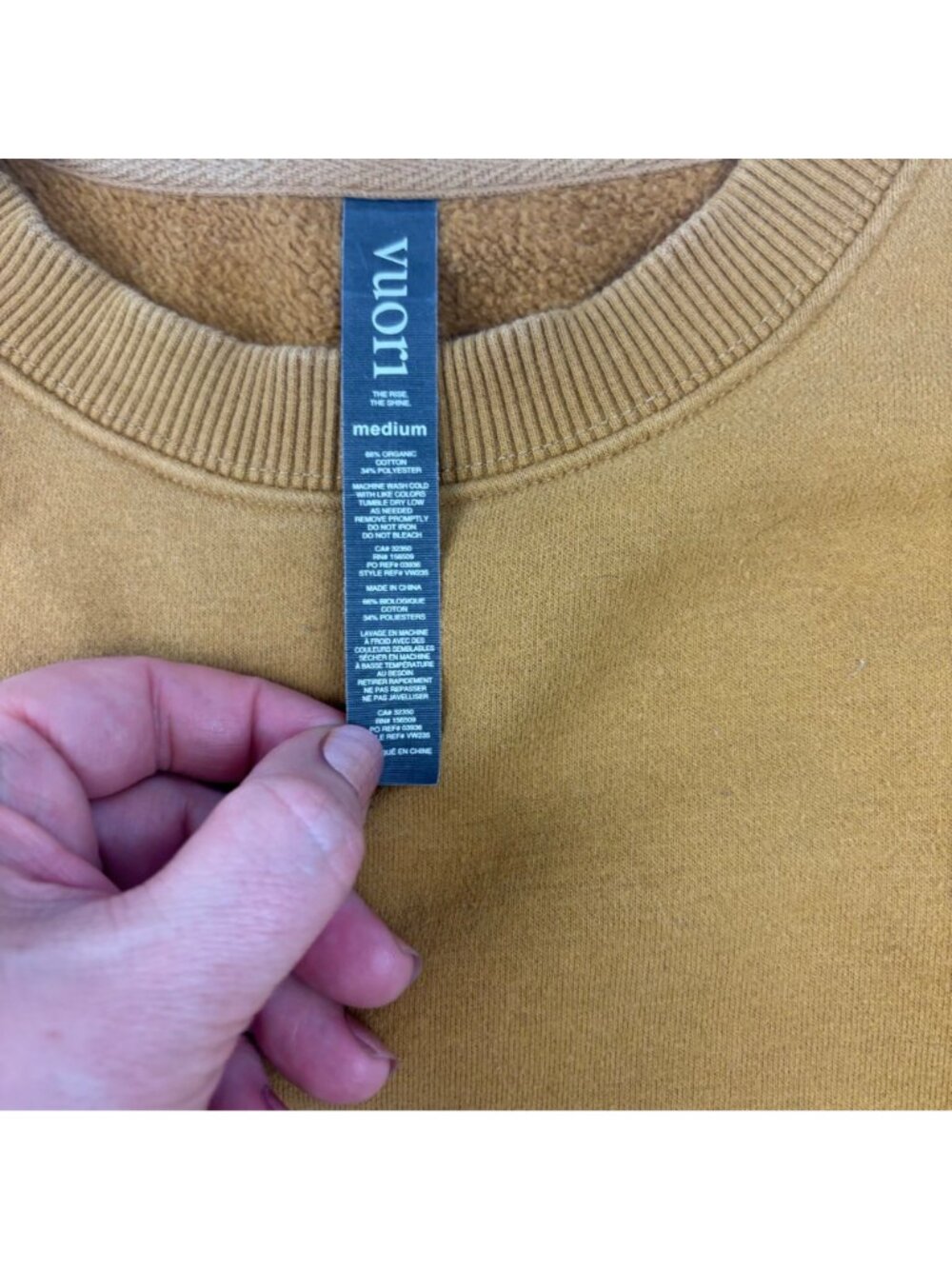 Vuori M Mustard Camel Crew Oversized Fleece Pullover Sweatshirt Organic Cotton - Picture 2 of 5
